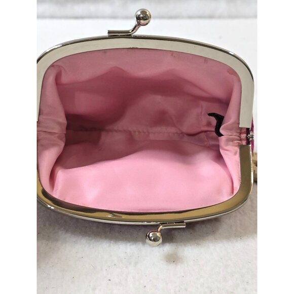 Coach Pink Signature Y2K C's Logo Pouch Kisslock Coin Purse Clutch With Keychain - Picture 2 of 9